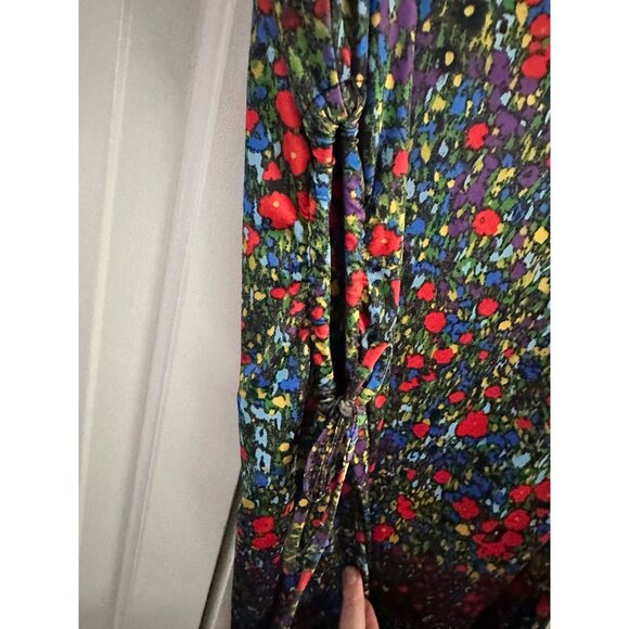 Louna Floral Sleeveless Midi Dress With Side Cut-Outs & Adjustable Ties - Multic - Picture 8 of 9